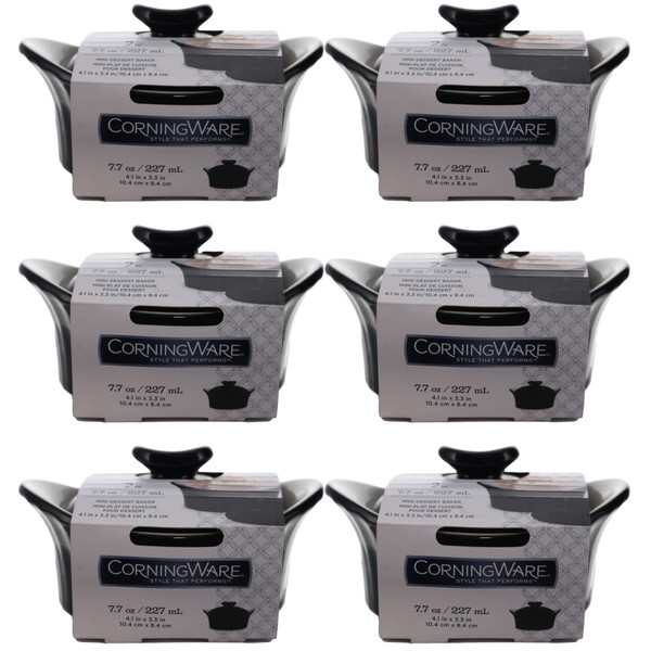 Corningware Stoneware 7.7oz/ 227ml Black Mini Dessert Baker with Lid (6-Pack)