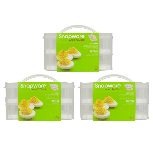 Snapware Plastic 2-Layer Snap 'N Stack Food Storage with Egg Holder Trays (3-Pack)