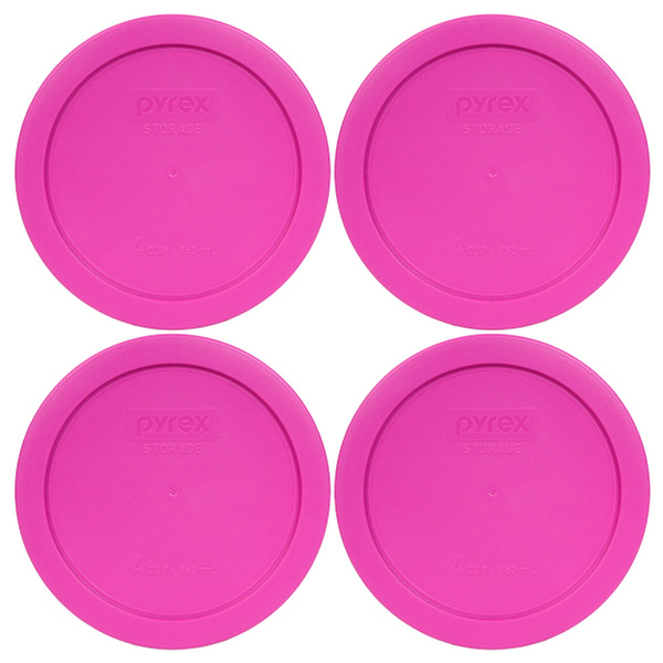 Pyrex 7201-PC Pink Round Plastic Food Storage Replacement Lid (4-Pack)