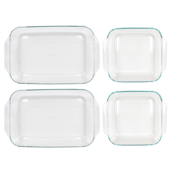 Pyrex 233 Square 3qt Casserole Baking Dish & 222 2qt Rectangle Glass Casserole Baking Dish (2-Pack)