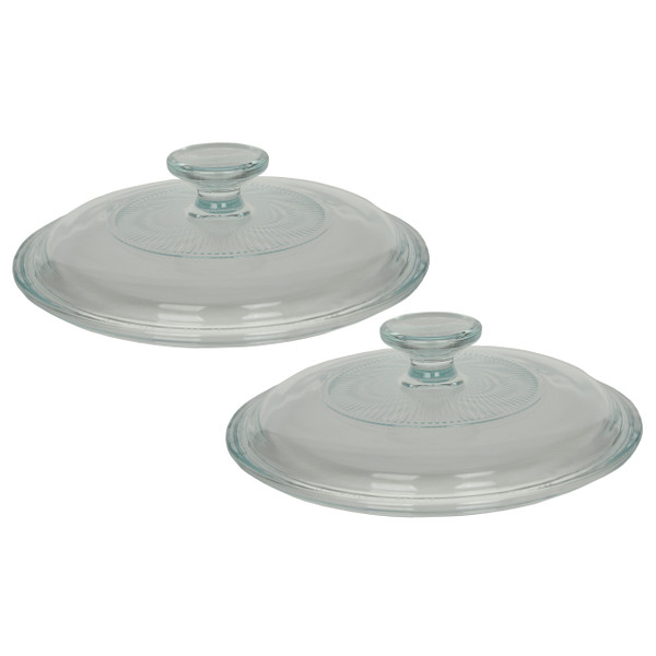 Corningware G-5C Clear 1.5 qt - 2.5 qt Fluted Round Glass Lid (2-Pack)