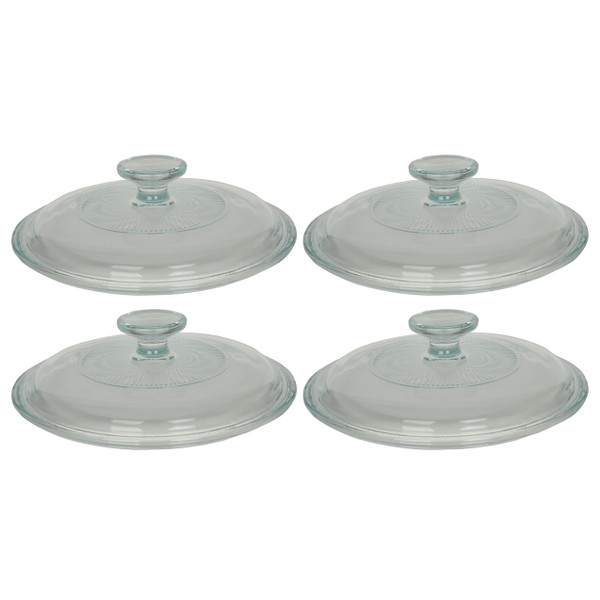 Corningware G-5C French White Clear 1.5 qt Fluted Round Glass Lid (4-Pack)
