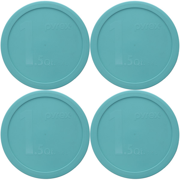 Pyrex 323-PC 1.5qt Sun Bleach Turquoise Mixing Bowl Replacement Lids (4-Pack)