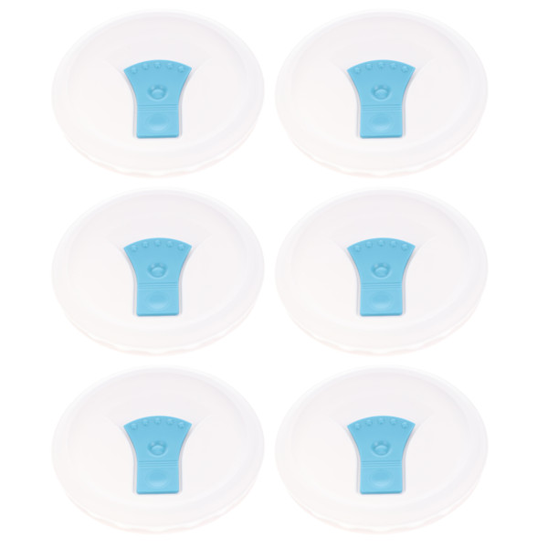 Corningware FM-22-VPC 20oz French White w/ Pool Blue Vent Round Soup Mug Pop-Ins Vented Lid (6-Pack)