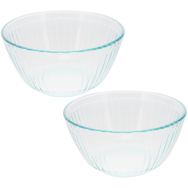 Pyrex 7402 6-Cup Sculpted Glass Mixing Bowl (2-Pack)
