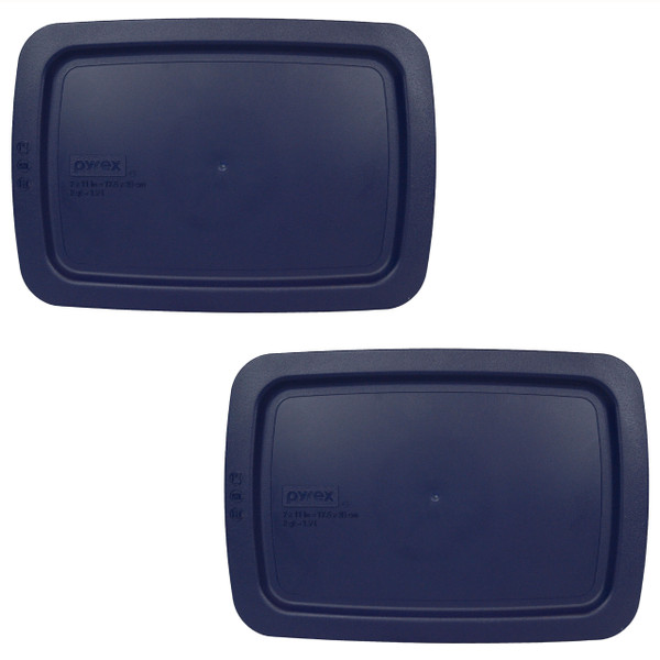 Pyrex C-232-PC Dark Blue Rectangle Plastic Storage Replacement Lid Cover, Made in USA (2-Pack)