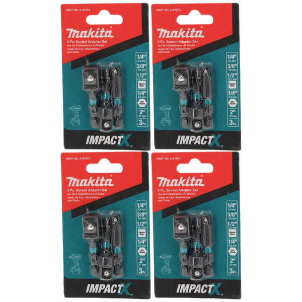 Makita A-97673 ImpactX 2" Socket Adapter 3-Piece Set (4-Pack)