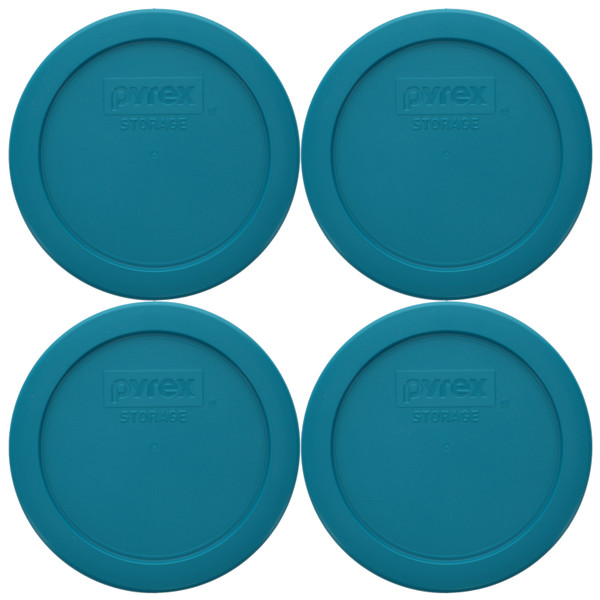 Pyrex 7200-PC 2-Cup Adriatic Blue Food Storage Replacement Lid Made in the USA (4-Pack)