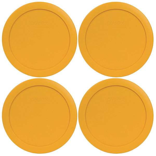 Pyrex 7402-PC 7-Cup Lemon Drop Yellow Lids - 4 Pack Made in the USA