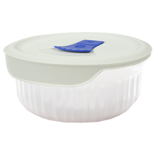 Corningware FS16 16oz/473mL White Casserole Dish and White Vented Lid with Blue Tab