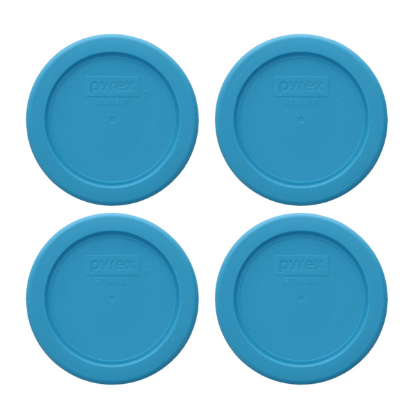 Pyrex 7202-PC 1-Cup Bright Blue Pantone Food Storage Replacement Lid Cover (4-Pack)