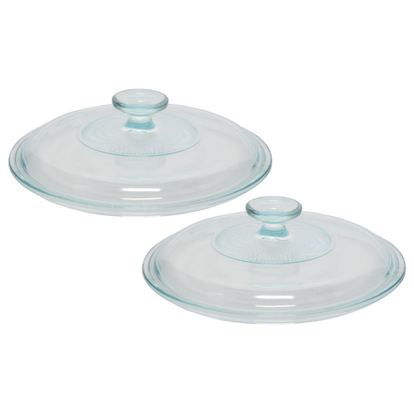 Corningware G-1C 2.5qt French White Clear Fluted Round Glass Lid (2-Pack)