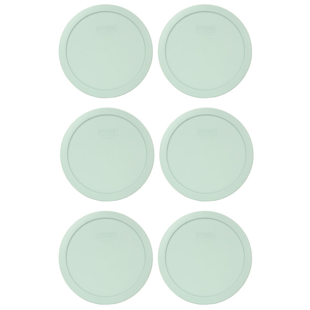 Pyrex 7402-PC Muddy Aqua Blue Round Plastic Food Storage Replacement Lid Cover (6-Pack)