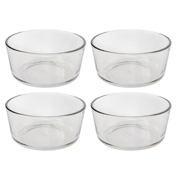 Pyrex 7201 Simply Store 4-Cup Round Clear Glass Food Storage Bowl (4-Pack)