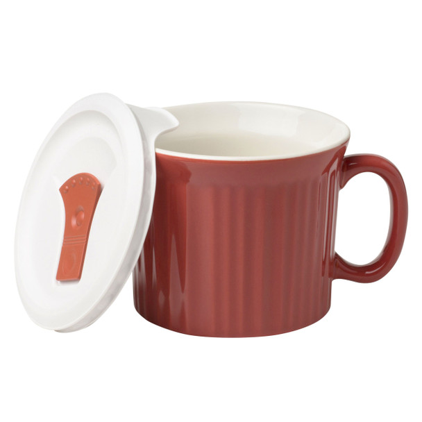 Corningware 20oz Red Clay Meal Mug with Vented Lid