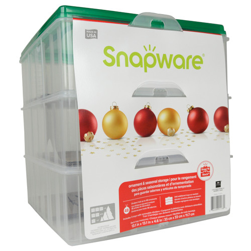 Snapware 13.1-in x 4.6-in-Compartment Clear Ornament Storage Box