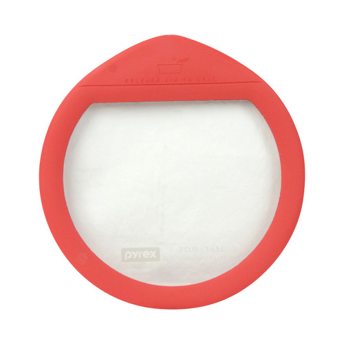 Pyrex Ultimate OV7402 7Cup Round Glass and Red Silicone Storage Lid Helton Tool & Home