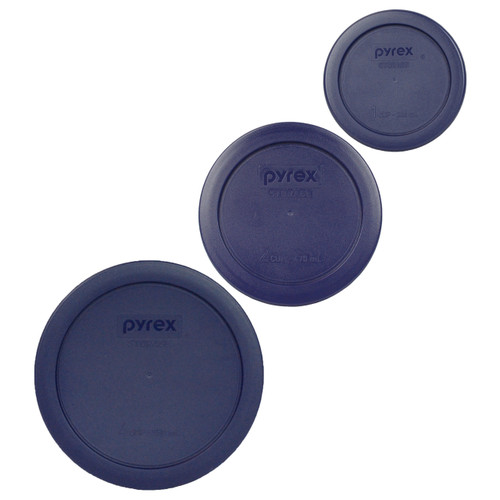 Pyrex 7200-PC, 7201-PC, 7202-PC Blue Lid Set | Helton Tool & Home