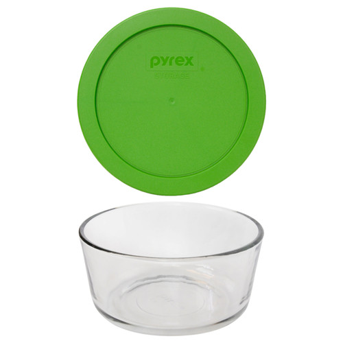 Pyrex (2) 7201 4-Cup Glass Bowls & (2) 7201-PC White Lids