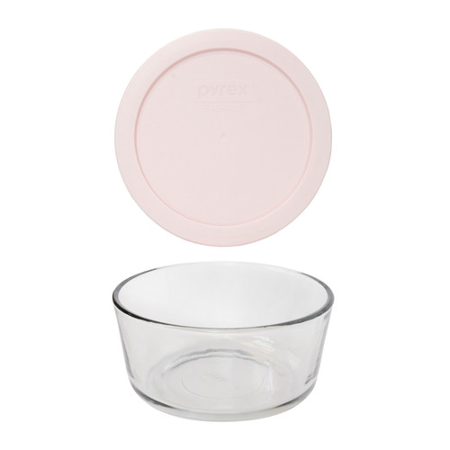 Pyrex 7201 Round Glass Food Storage Bowl w/ 7201-PC Loring Pink Lid Cover