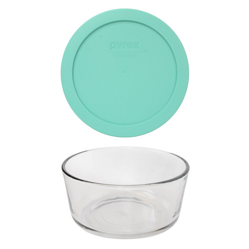 Pyrex (4) 7201 4-Cup Clear Glass Bowls & (4) 7201-PC 4-Cup White Plastic  Storage Lids, Made in USA