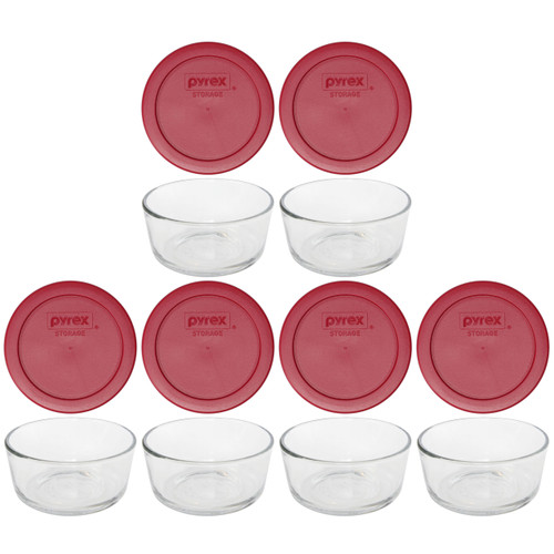 Pyrex Simply Store 7200 Glass Storage Bowl w/ 7200-PC Red Lid Cover