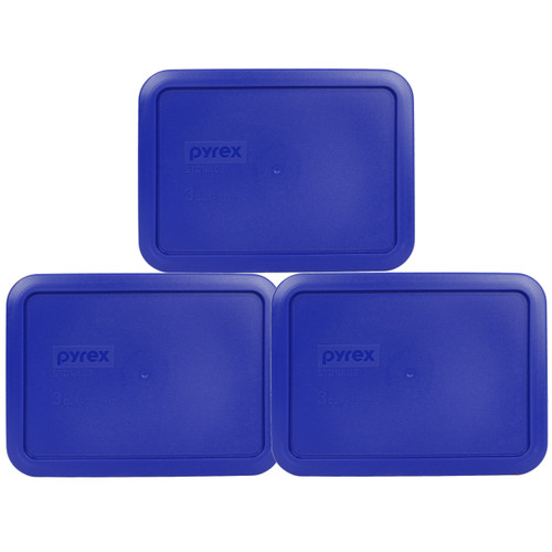 Pyrex 7210 3-Cup Rectangle Glass Food Storage Dish w/ 7210-PC Cadet Blue Lid  Cover (6-Pack)