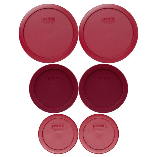 Pyrex (3) Glass Food Storage Bowls and (3) Red Lids for 7200, 7201