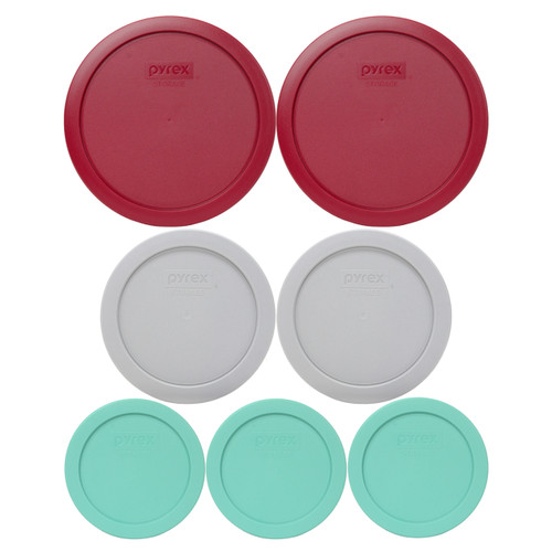 Pyrex (3) Glass Food Storage Bowls and (3) Red Lids for 7200, 7201