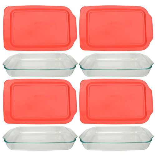 Pyrex (2) 234 4-Quart Rectangle Glass Baking Casserole Dishes & (2