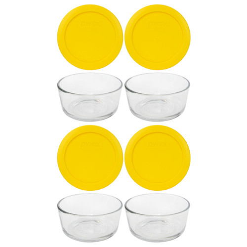 Pyrex Simply Store 7200 2-Cup Glass Storage Bowl w/ 7200-PC 2-Cup White Lid Cover (6-pack)