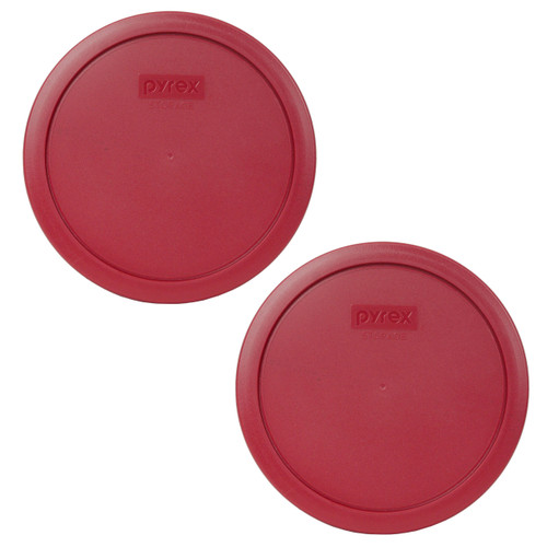 Pyrex Simply Store 7200 2-Cup Glass Storage Bowl and 7200-PC 2-Cup Berry Red Lid Cover (2-Pack)