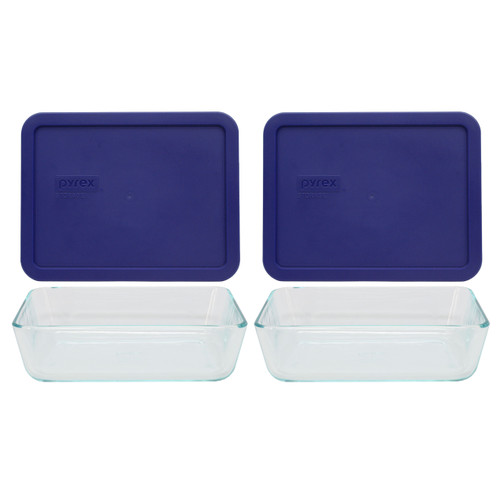 Pyrex 6 Cup Rectangle Glass Storage Container Blue