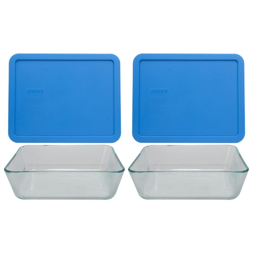 Pyrex 7212 11-Cup Glass Food Storage Dish with 7212-PC White Plastic Lid  Cover (4-Pack) 