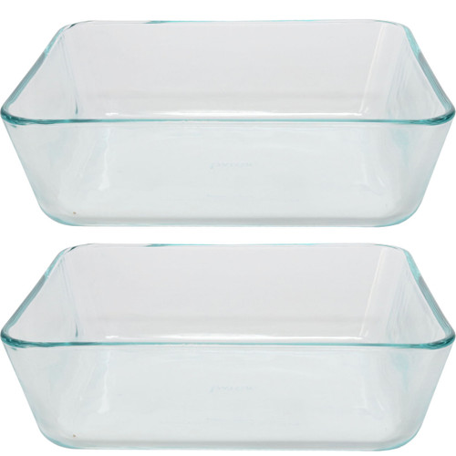 Pyrex 7211 6-Cup Rectangle Glass Food Storage Dish w/ 7211-PC Edamame Green Lid Cover (2-Pack)