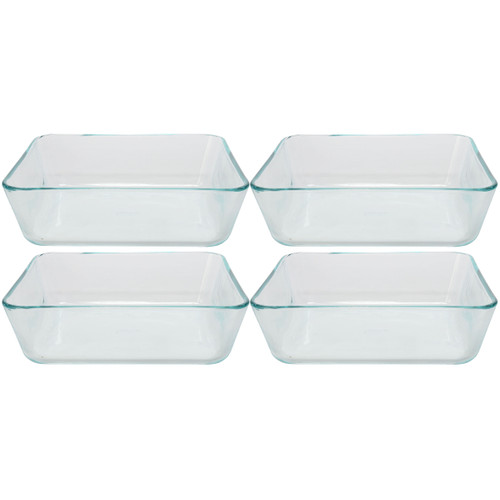 Pyrex 6-cup Rectangle Glass Storage Containers with Plastic Lids  4Containers