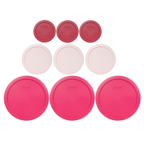 Pyrex Simply Store 7200 2-Cup Glass Storage Bowl and 7200-PC 2-Cup Berry Red Lid Cover (2-Pack)