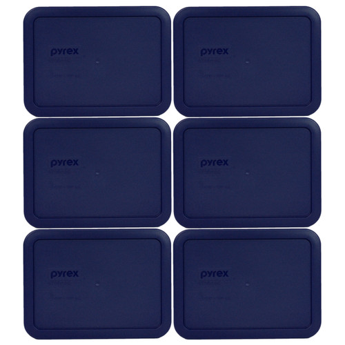 Pyrex 7211 6-Cup Rectangle Glass Food Storage Dish with 7211-PC Navy Blue Lid  Cover 