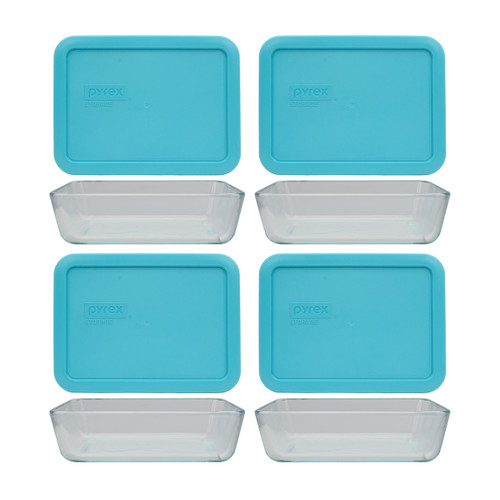 Pyrex 7210 3-Cup Glass Food Storage Dishes w/ 7210-PC 3-Cup White Lids  (6-Pack)