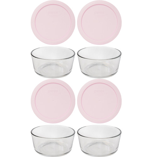 Pyrex 7201 Round Glass Food Storage Bowl w/ 7201-PC Loring Pink Lid Cover