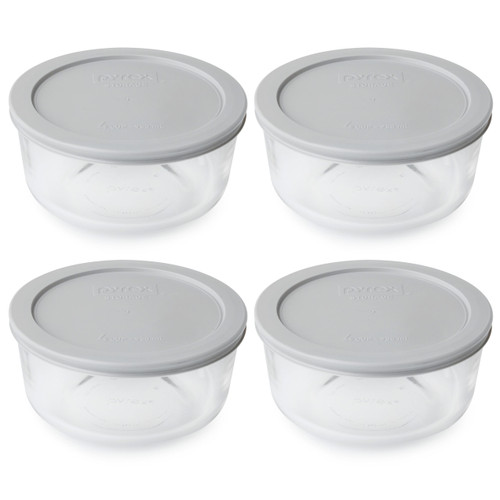 Pyrex 7201 4-Cup Round Glass Food Storage Bowl w/ 7201-PC Sea Glass Green  Lid Cover (2-Pack)