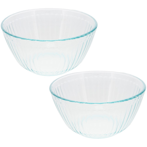 One Pyrex 3 Cup Ribbed Clear Rim Glass Bowl 