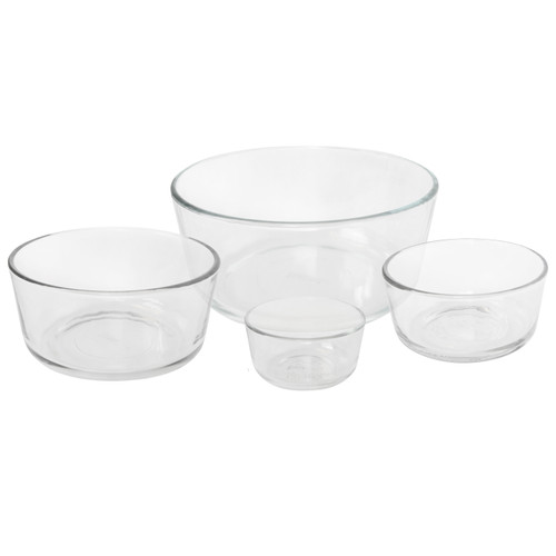 Pyrex 4 Clear Glass Bowls Bundle in 1-cup, 2-cup, 4-cup, and 6/7-cup |  Helton Tool & Home