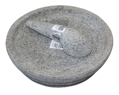 FLAT STONE MORTAR & PESTLE 26CM Lek's Asian Market