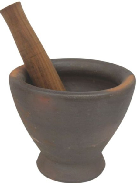 CLAY MORTAR & PESTLE 11"