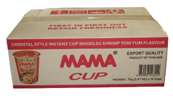 MAMA TOM YUM SHRIMP CUP NOODLE 70GX12 (BOX)