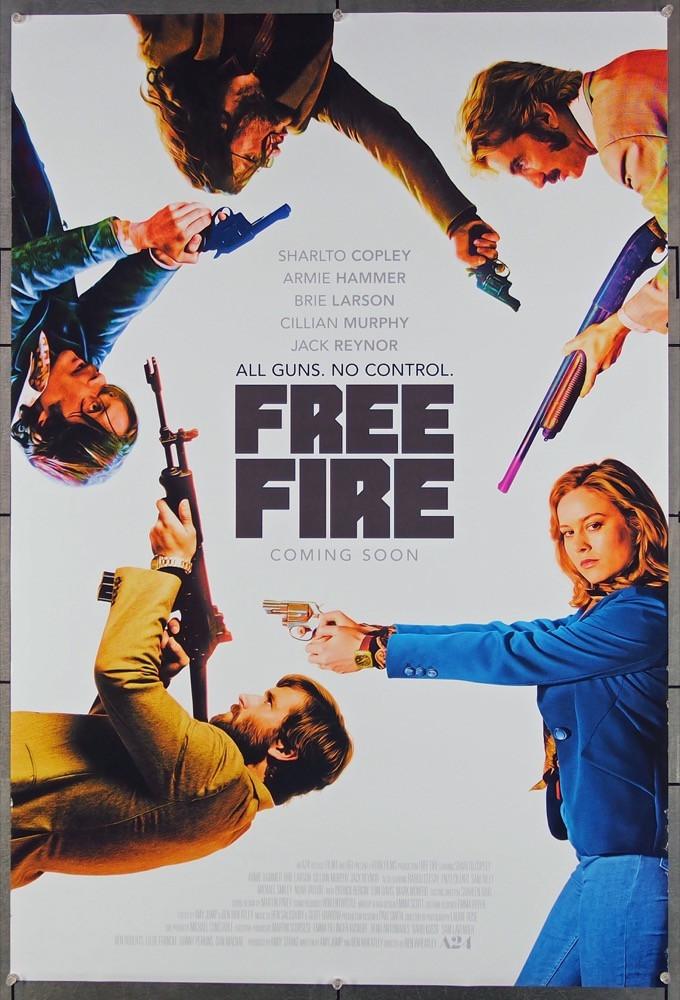 Original Free Fire (2016) movie poster in C8 condition for