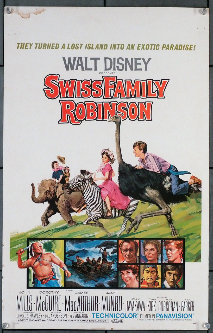 Original Swiss Family Robinson (1960) movie poster in VG condition