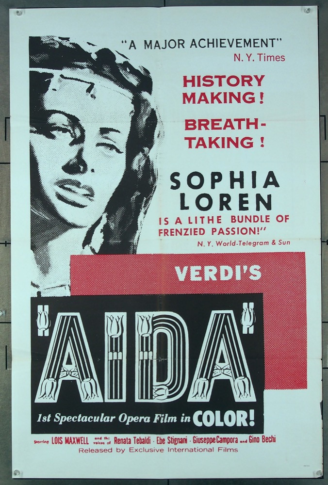 Original Aida (1954) movie poster in NR condition for $15.00