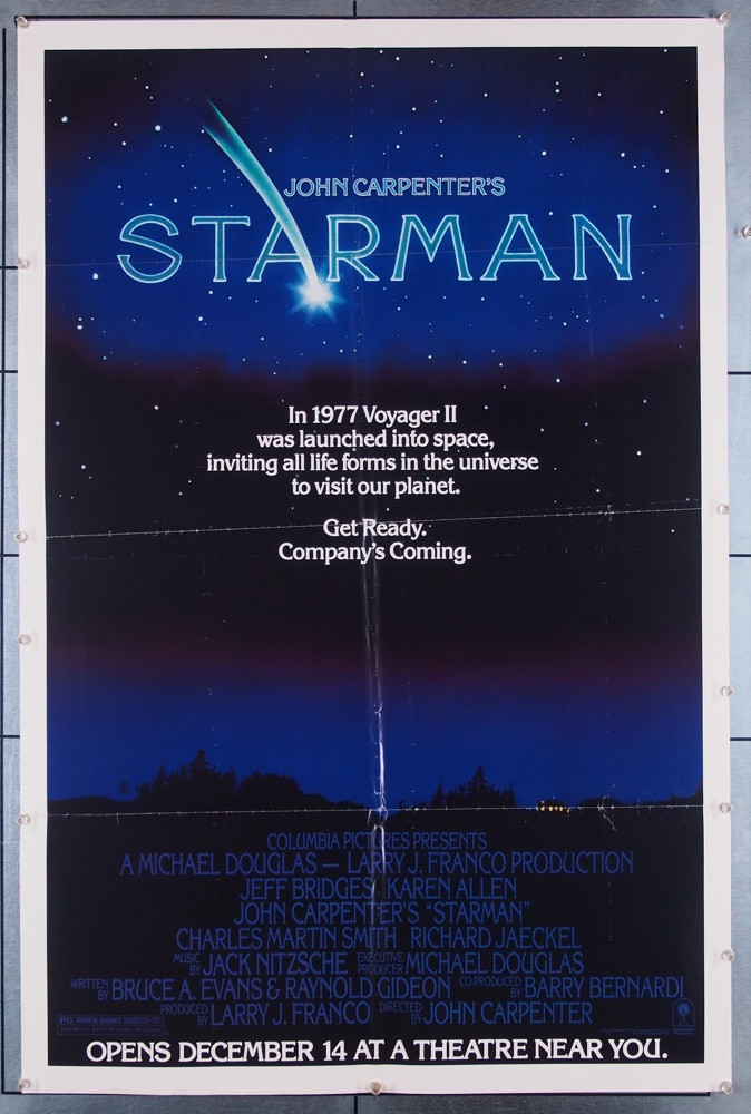 Original Starman (1984) movie poster in C8 condition for $35.00